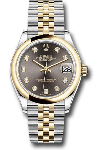 Rolex Steel and Yellow Gold Datejust 31 Watch - Domed Bezel - Dark Grey Diamond Dial - Jubilee Bracelet - 278243