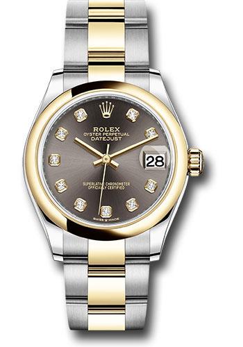 Rolex Steel and Yellow Gold Datejust 31 Watch - Domed Bezel - Dark Grey Diamond Dial - Oyster Bracelet - 278243
