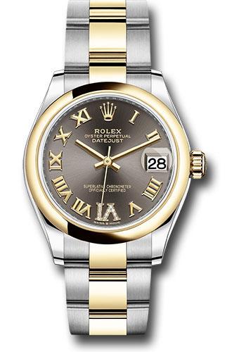 Rolex Steel and Yellow Gold Datejust 31 Watch - Domed Bezel - Dark Grey Diamond Roman Six Dial - Oyster Bracelet - 278243