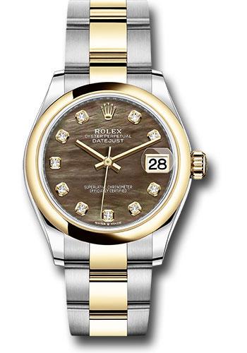Rolex Steel and Yellow Gold Datejust 31 Watch - Domed Bezel - Dark Mother-of-Pearl Diamond Dial - Oyster Bracelet - 278243