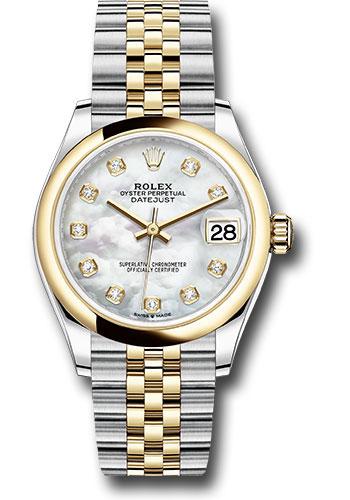Rolex Steel and Yellow Gold Datejust 31 Watch - Domed Bezel - Mother-of-Pearl Diamond Dial - Jubilee Bracelet - 278243