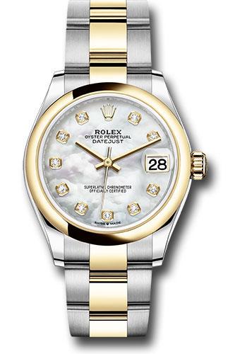 Rolex Steel and Yellow Gold Datejust 31 Watch - Domed Bezel - Mother-of-Pearl Diamond Dial - Oyster Bracelet - 278243
