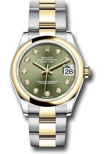 Rolex Steel and Yellow Gold Datejust 31 Watch - Domed Bezel - Olive Green Diamond Dial - Oyster Bracelet - 278243