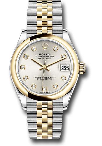 Rolex Steel and Yellow Gold Datejust 31 Watch - Domed Bezel - Silver Diamond Dial - Jubilee Bracelet - 278243