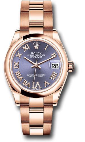 Rolex Everose Gold Datejust 31 Watch - Domed Bezel - Aubergine Diamond Six Dial - Oyster Bracelet - 278245