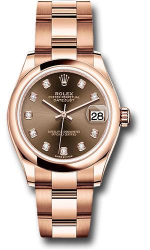 Rolex Everose Gold Datejust 31 Watch - Domed Bezel - Chocolate Diamond Dial - Oyster Bracelet - 278245