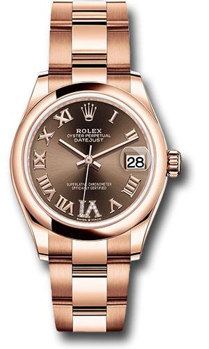 Rolex Everose Gold Datejust 31 Watch - Domed Bezel - Chocolate Diamond Six Dial - Oyster Bracelet - 278245