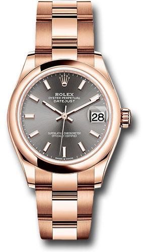 Rolex Everose Gold Datejust 31 Watch - Domed Bezel - Rhodium Index Dial - Oyster Bracelet - 278245
