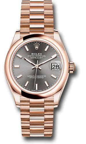 Rolex Everose Gold Datejust 31 Watch - Domed Bezel - Rhodium Index Dial - President Bracelet - 278245