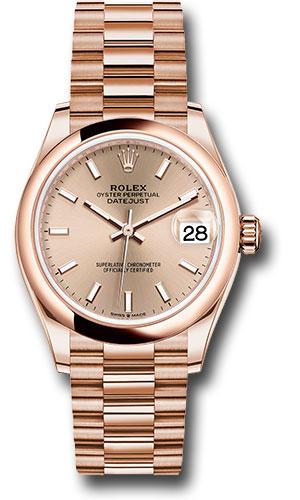 Rolex Everose Gold Datejust 31 Watch - Domed Bezel - Rose Index Dial - President Bracelet - 278245