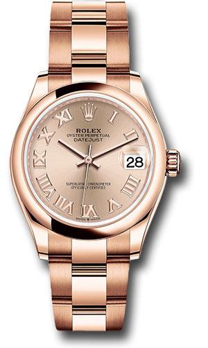 Rolex Everose Gold Datejust 31 Watch - Domed Bezel - Rose Roman Dial - Oyster Bracelet - 278245
