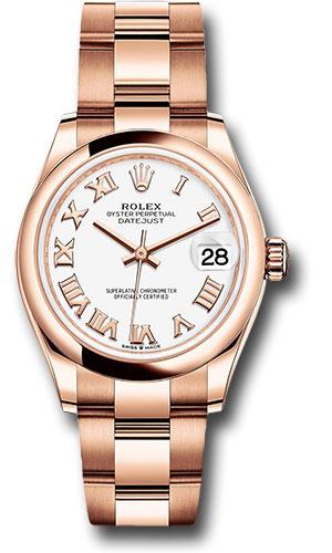 Rolex Everose Gold Datejust 31 Watch - Domed Bezel - White Roman Dial - Oyster Bracelet - 278245