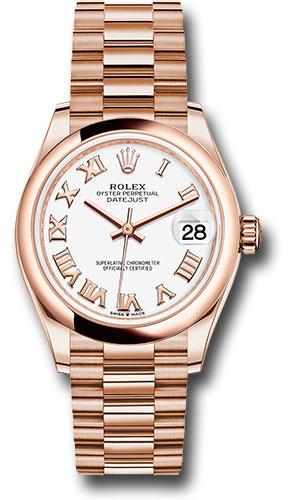 Rolex Everose Gold Datejust 31 Watch - Domed Bezel - White Roman Dial - President Bracelet - 278245