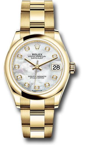 Rolex Yellow Gold Datejust 31 Watch - Domed Bezel - Mother-of-Pearl Diamond Dial - Oyster Bracelet - 278248