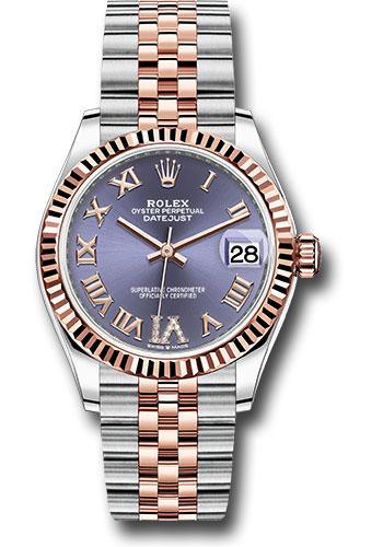 Rolex Steel and Everose Gold Datejust 31 Watch - Fluted Bezel - Chocolate Diamond Roman VI Dial - Jubilee Bracelet - 278271