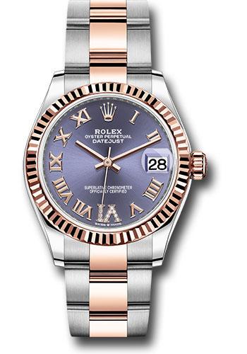 Rolex Steel and Everose Gold Datejust 31 Watch - Fluted Bezel - Chocolate Diamond Roman VI Dial - Oyster Bracelet - 278271