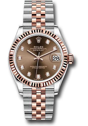 Rolex Steel and Everose Gold Datejust 31 Watch - Fluted Bezel - White Roman Dial - Jubilee Bracelet - 278271