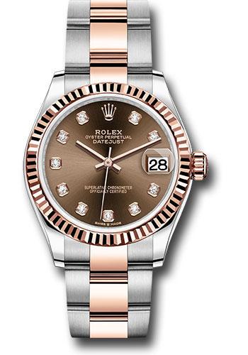 Rolex Steel and Everose Gold Datejust 31 Watch - Fluted Bezel - White Roman Dial - Oyster Bracelet - 278271