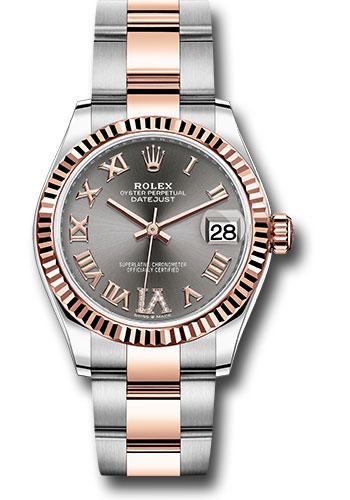 Rolex Steel and Everose Gold Datejust 31 Watch - Fluted Bezel - Mother-Of-Pearl Diamond Dial - Oyster Bracelet - 278271