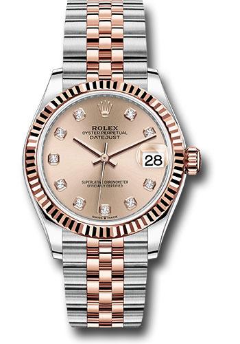 Rolex Steel and Everose Gold Datejust 31 Watch - Fluted Bezel - Chocolate Diamond Dial - Jubilee Bracelet - 278271