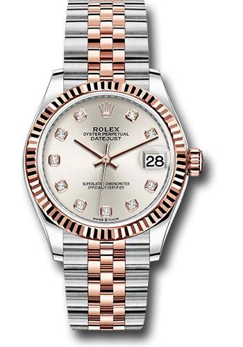 Rolex Steel and Everose Gold Datejust 31 Watch - Fluted Bezel - Rose Diamond Dial - Jubilee Bracelet - 278271