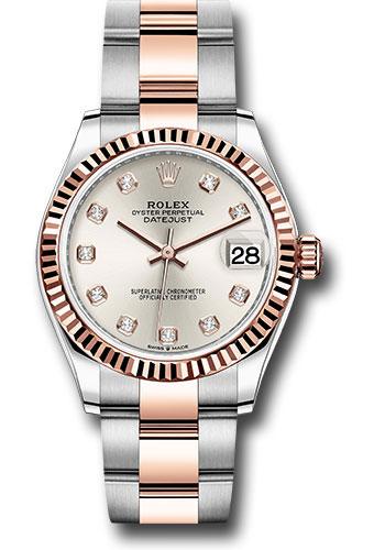Rolex Steel and Everose Gold Datejust 31 Watch - Fluted Bezel - Rose Diamond Dial - Oyster Bracelet - 278271
