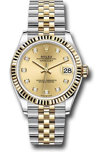 Rolex Steel and Yellow Gold Datejust 31 Watch - Fluted Bezel - Champagne Diamond Dial - Jubilee Bracelet - 278273