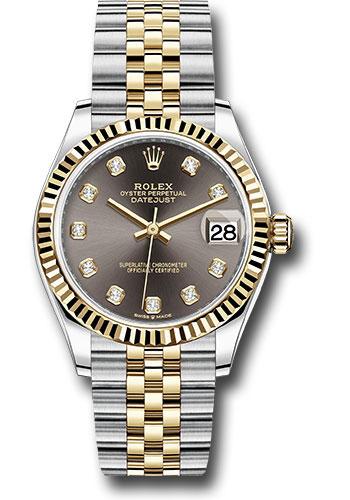 Rolex Steel and Yellow Gold Datejust 31 Watch - Fluted Bezel - Dark Grey Diamond Dial - Jubilee Bracelet - 278273