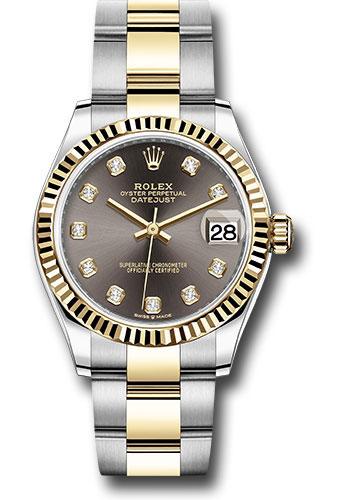 Rolex Steel and Yellow Gold Datejust 31 Watch - Fluted Bezel - Dark Grey Diamond Dial - Oyster Bracelet - 278273