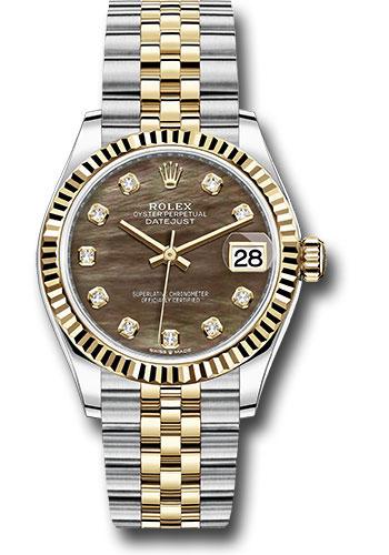 Rolex Steel and Yellow Gold Datejust 31 Watch - Fluted Bezel - Dark Mother-of-Pearl Diamond Dial - Jubilee Bracelet - 278273