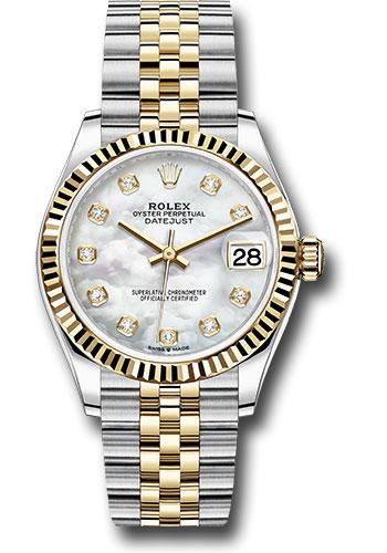 Rolex Steel and Yellow Gold Datejust 31 Watch - Fluted Bezel - Mother-of-Pearl Diamond Dial - Jubilee Bracelet - 278273