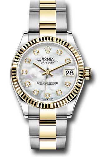Rolex Steel and Yellow Gold Datejust 31 Watch - Fluted Bezel - Mother-of-Pearl Diamond Dial - Oyster Bracelet - 278273