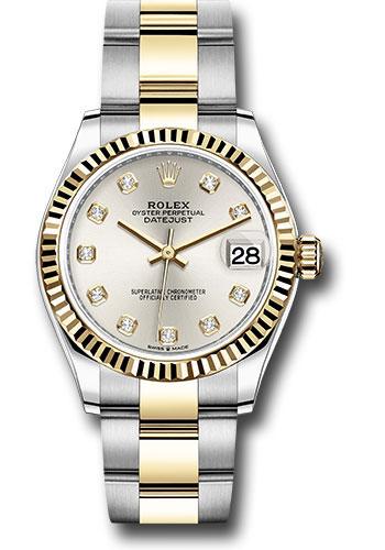 Rolex Steel and Yellow Gold Datejust 31 Watch - Fluted Bezel - Silver Diamond Dial - Oyster Bracelet - 278273