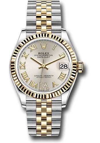 Rolex Steel and Yellow Gold Datejust 31 Watch - Fluted Bezel - Silver Diamond Roman Six Dial - Jubilee Bracelet - 278273