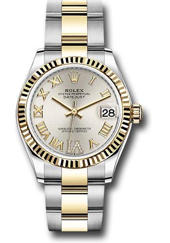Rolex Steel and Yellow Gold Datejust 31 Watch - Fluted Bezel - Silver Diamond Roman Six Dial - Oyster Bracelet - 278273