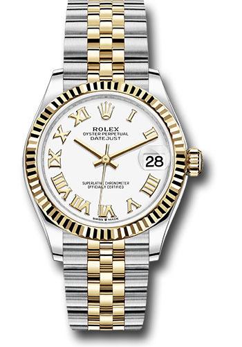 Rolex Steel and Yellow Gold Datejust 31 Watch - Fluted Bezel - White Roman Dial - Jubilee Bracelet - 278273