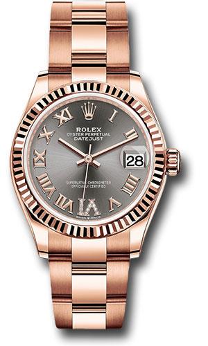 Rolex Everose Gold Datejust 31 Watch - Fluted Bezel - Rhodium Diamond Six Dial - Oyster Bracelet - 278275