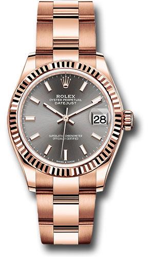 Rolex Everose Gold Datejust 31 Watch - Fluted Bezel - Rhodium Index Dial - Oyster Bracelet - 278275