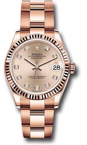 Rolex Everose Gold Datejust 31 Watch - Fluted Bezel - Rose Diamond Dial - Oyster Bracelet - 278275