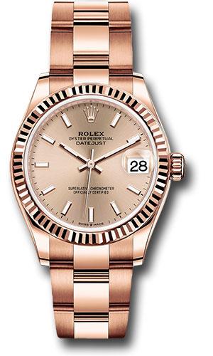 Rolex Everose Gold Datejust 31 Watch - Fluted Bezel - Rose Index Dial - Oyster Bracelet - 278275