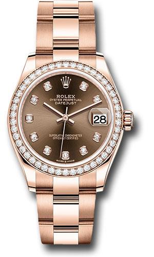 Rolex Everose Gold Datejust 31 Watch - Diamond Bezel - Chocolate Diamond Dial - Oyster Bracelet - 278285RBR