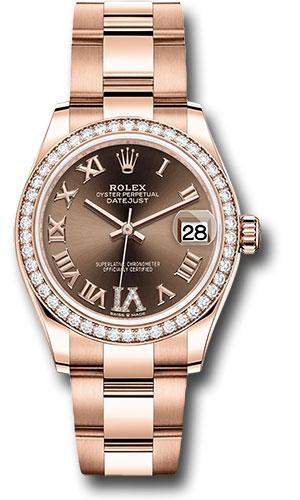 Rolex Everose Gold Datejust 31 Watch - Diamond Bezel - Chocolate Diamond Six Dial - Oyster Bracelet - 278285RBR