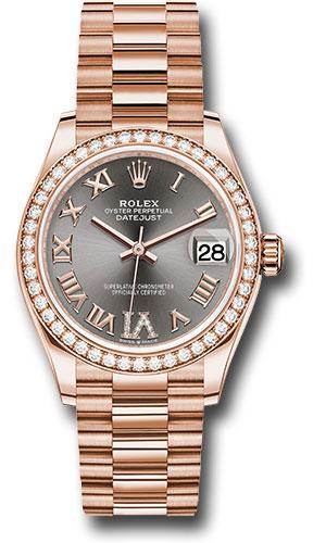 Rolex Everose Gold Datejust 31 Watch - Diamond Bezel - Rhodium Diamond Six Dial - President Bracelet - 278285RBR