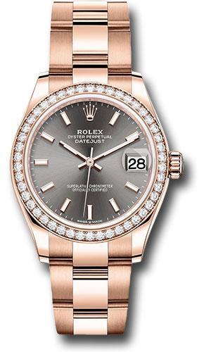 Rolex Everose Gold Datejust 31 Watch - Diamond Bezel - Rhodium Index Dial - Oyster Bracelet - 278285RBR
