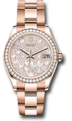 Rolex Everose Gold Datejust 31 Watch - Diamond Bezel - Diamond Paved Butterfly Dial - Oyster Bracelet - 278285RBR