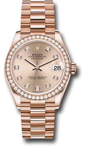 Rolex Everose Gold Datejust 31 Watch - Diamond Bezel - Rose Diamond Dial - President Bracelet - 278285RBR