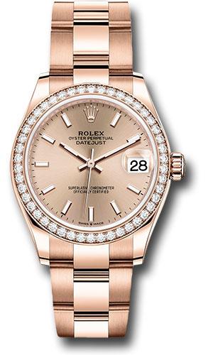 Rolex Everose Gold Datejust 31 Watch - Diamond Bezel - Rose Index Dial - Oyster Bracelet - 278285RBR