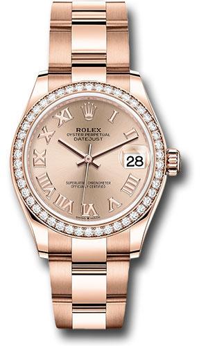 Rolex Everose Gold Datejust 31 Watch - Diamond Bezel - Rose Roman Dial - Oyster Bracelet - 278285RBR