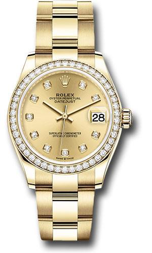 Rolex Yellow Gold Datejust 31 Watch - Diamond Bezel - Champagne Diamond Dial - Oyster Bracelet - 278288RBR