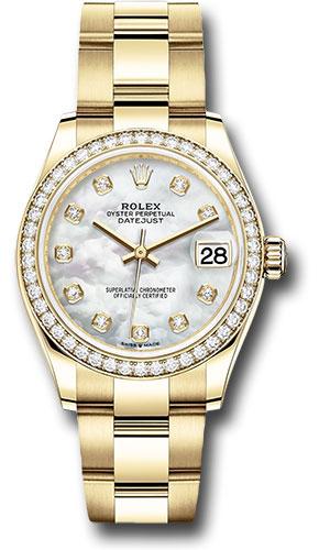 Rolex Yellow Gold Datejust 31 Watch - Diamond Bezel - Mother-of-Pearl Diamond Dial - Oyster Bracelet - 278288RBR